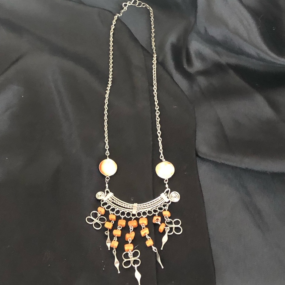 Orange And Silver Necklace - Picture 3 of 4